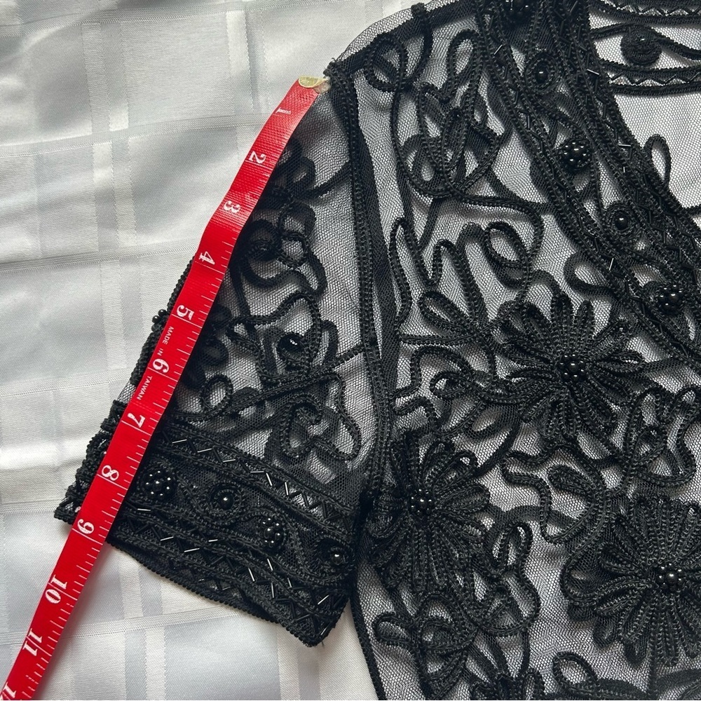 Women's Black Embroidered Sheer Bolero Jacket - Picture 5 of 11